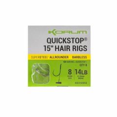 Korum Quickstop 15" hair rigs barbless 8