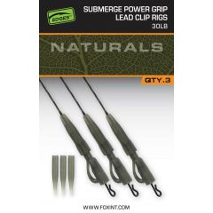 Fox Edges Naturals Submerge Power Grip Lead Clip Leaders 30lb